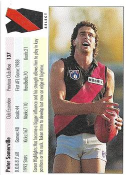 1993 Select AFL #137 Peter Somerville Back
